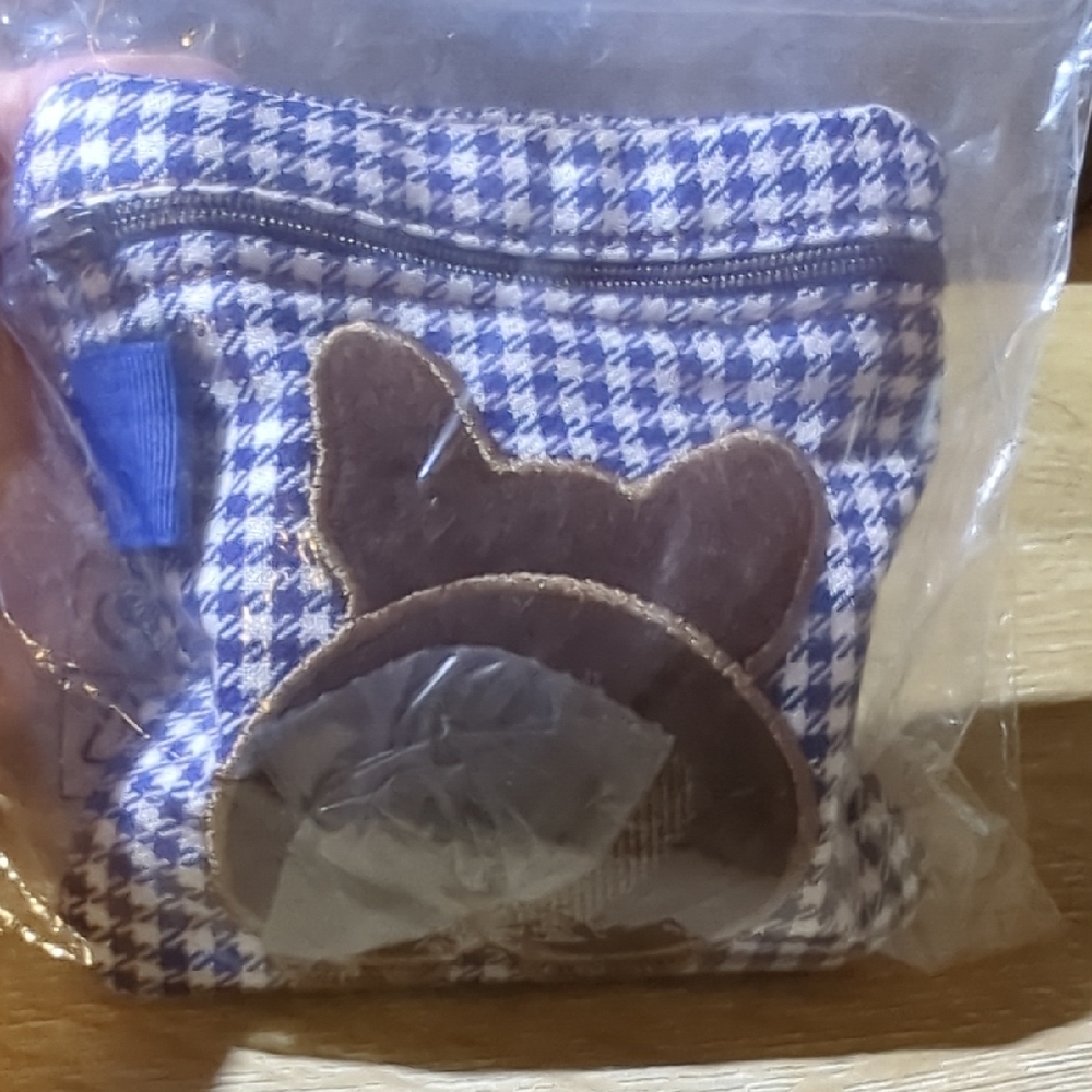 Blue and White Checkered Pouch With Disposable Waste Bags For You Sweet Doggie.